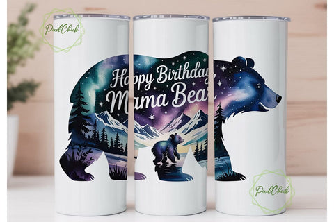 Mama Bear 20oz Tumbler Wrap Sublimation PixelChick 