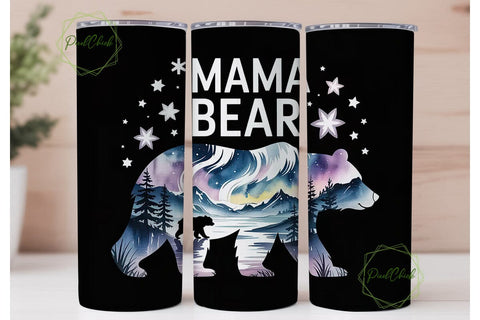 Mama Bear 20oz Tumbler Wrap Sublimation PixelChick 