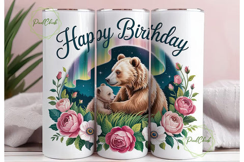 Mama Bear 20oz Tumbler Wrap Sublimation PixelChick 