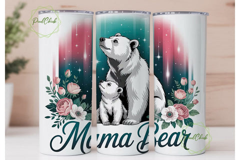 Mama Bear 20oz Tumbler Wrap Sublimation PixelChick 