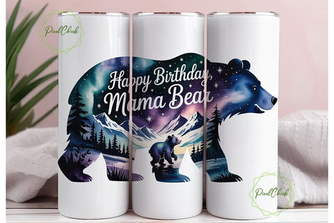 Mama Bear 20oz Tumbler Wrap Sublimation PixelChick 