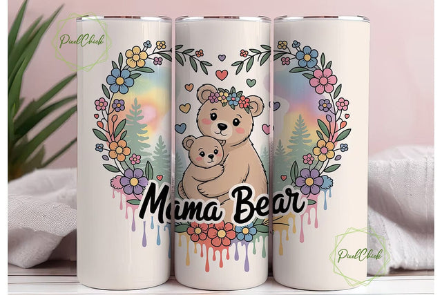 Mama Bear 20oz Tumbler Wrap Sublimation PixelChick 