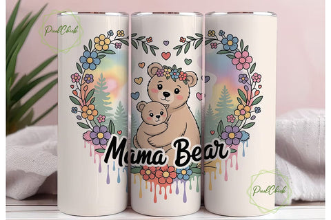 Mama Bear 20oz Tumbler Wrap Sublimation PixelChick 