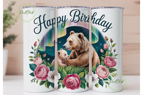 Mama Bear 20oz Tumbler Wrap Sublimation PixelChick 