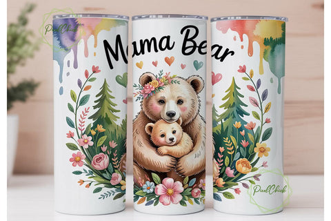 Mama Bear 20oz Tumbler Wrap Sublimation PixelChick 