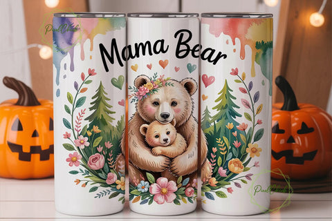 Mama Bear 20oz Tumbler Wrap Sublimation PixelChick 