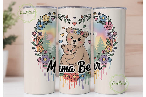 Mama Bear 20oz Tumbler Wrap Sublimation PixelChick 