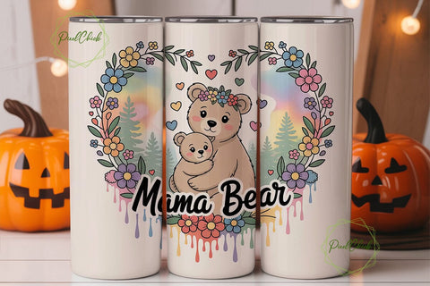 Mama Bear 20oz Tumbler Wrap Sublimation PixelChick 