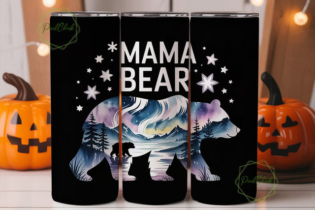 Mama Bear 20oz Tumbler Wrap Sublimation PixelChick 