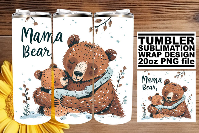 Mama Bear Affection Cup Wrap Sublimation afrosvg 