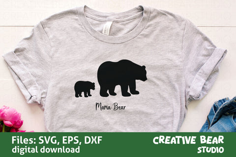 Mama Bear And Cub SVG, EPS, DXF | Creative Bear Studio SVG Creative Bear Studio 