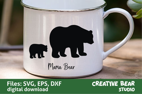 Mama Bear And Cub SVG, EPS, DXF | Creative Bear Studio SVG Creative Bear Studio 