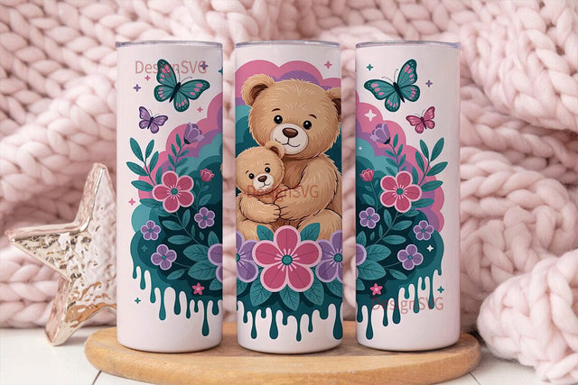 Mama Bear & Baby Tumbler Wrap Sublimation DesignSVG 