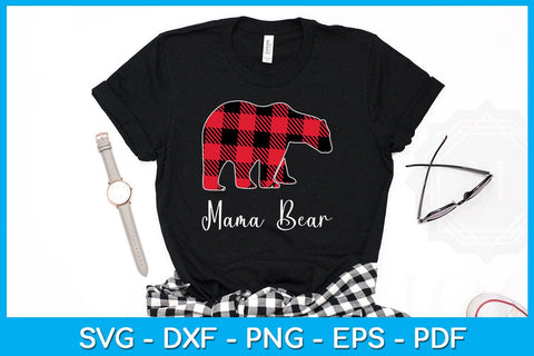 Mama Bear Buffalo Plaid Christmas SVG PNG PDF Cut File SVG Creativedesigntee 