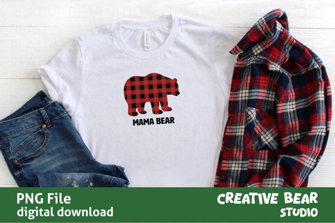 Mama Bear Buffalo Plaid PNG | Creative Bear Studio Sublimation Creative Bear Studio 