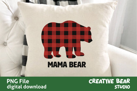 Mama Bear Buffalo Plaid PNG | Creative Bear Studio Sublimation Creative Bear Studio 