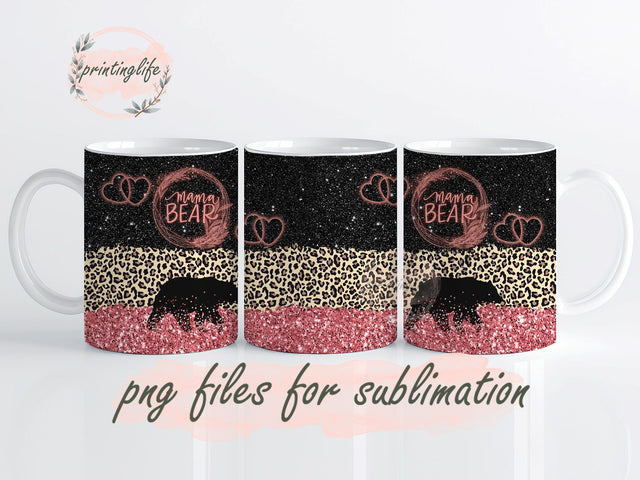 Mama Bear Digital Design Download Mug Wrap Design, Mug Design PNG Sublimation PrintingLife 