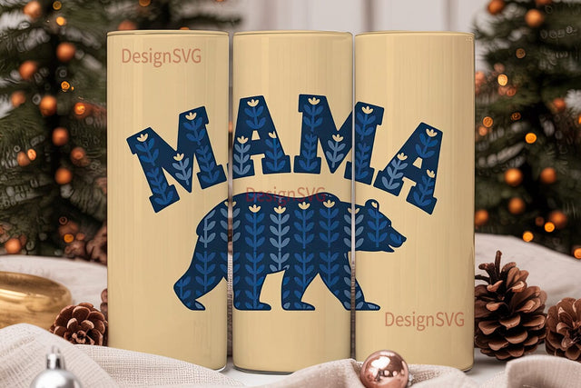 Mama Bear Floral 20oz Tumbler Wrap Sublimation DesignSVG 