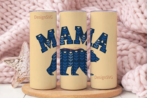 Mama Bear Floral 20oz Tumbler Wrap Sublimation DesignSVG 