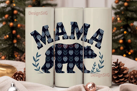 Mama Bear Floral 20oz Tumbler Wrap Sublimation DesignSVG 