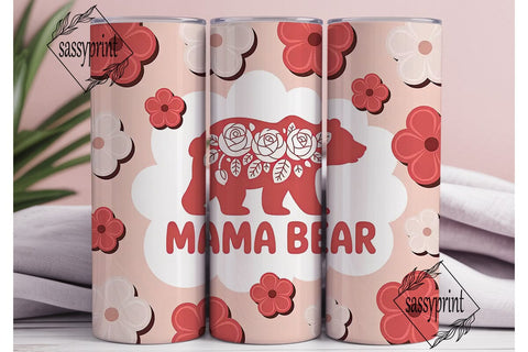 Mama Bear Floral 20oz Tumbler Wrap Sublimation sassyprint 