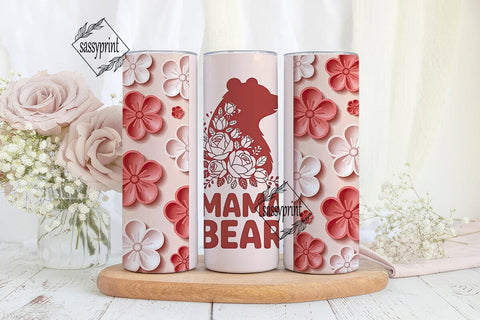 Mama Bear Floral 20oz Tumbler Wrap Sublimation sassyprint 