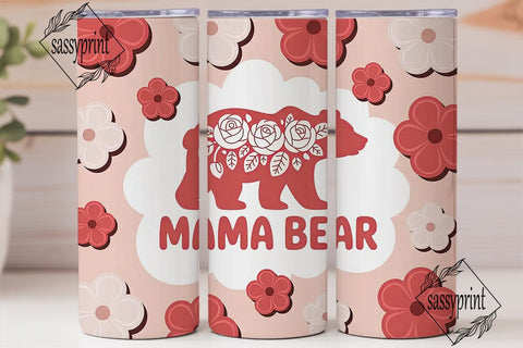 Mama Bear Floral 20oz Tumbler Wrap Sublimation sassyprint 