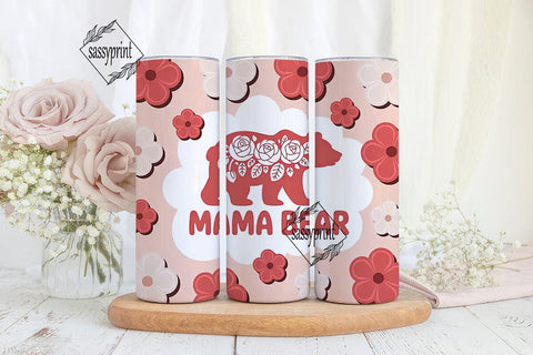 Mama Bear Floral 20oz Tumbler Wrap Sublimation sassyprint 