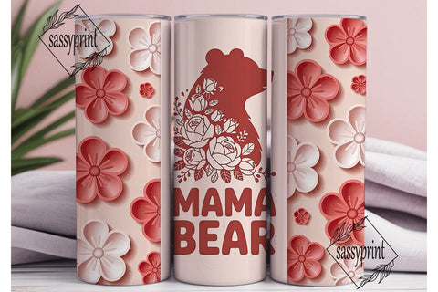 Mama Bear Floral 20oz Tumbler Wrap Sublimation sassyprint 
