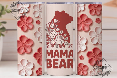 Mama Bear Floral 20oz Tumbler Wrap Sublimation sassyprint 