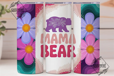 Mama Bear Floral Bliss 20oz Tumbler Wrap Sublimation sassyprint 