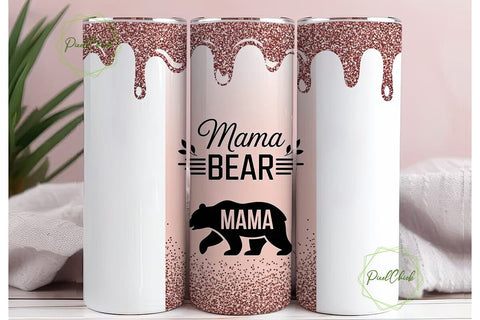 Mama Bear Glitter Drip 20oz Tumbler Wrap Sublimation PixelChick 