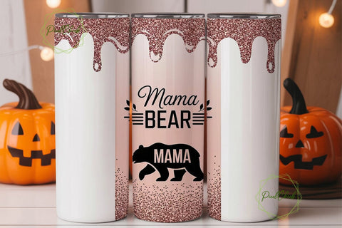 Mama Bear Glitter Drip 20oz Tumbler Wrap Sublimation PixelChick 