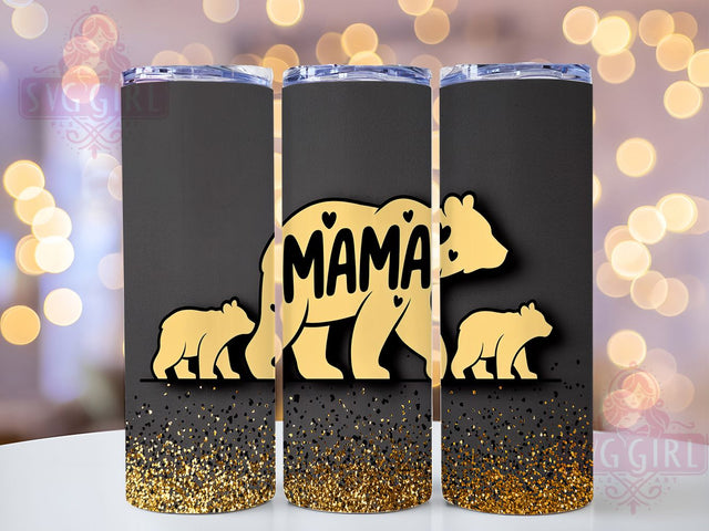 Mama Bear Glitter Mom Tumbler Wrap, Glitter Mom Design, Mother's Day Tumbler, Mom Life Design, Bear Mom Gift, Sparkle Tumbler Art, Mother Bear Design Sublimation SvggirlplusArt 