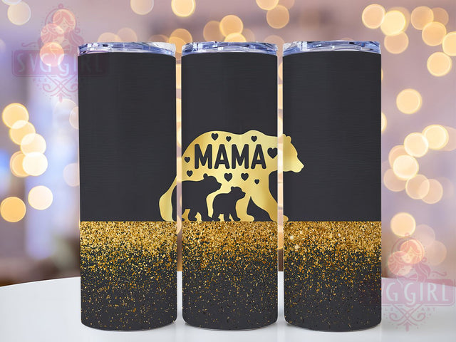 Mama Bear Glitter Mom Tumbler Wrap, Glitter Mom Design, Mother's Day Tumbler, Mom Life Design, Bear Mom Gift, Sparkle Tumbler Art, Mother Bear Design Sublimation SvggirlplusArt 