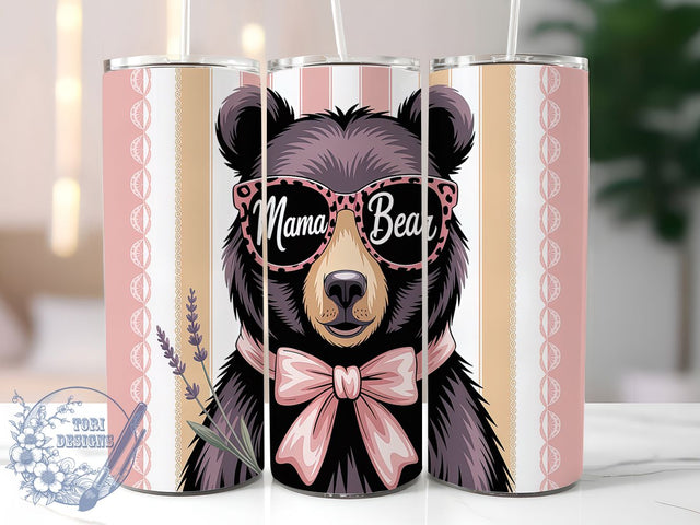 Mama Bear Mother's Day Cute Tumbler Wrap, 20oz Tumbler Wrap, Sublimation Tumbler Design, Bear Tumbler PNG, Mom Tumbler Wrap, Mother's Day Tumbler, Cute Bear Cup Design Sublimation ToriDesigns 