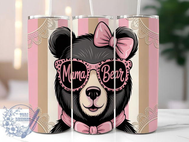 Mama Bear Mother's Day Cute Tumbler Wrap, 20oz Tumbler Wrap, Sublimation Tumbler Design, Bear Tumbler PNG, Mom Tumbler Wrap, Mother's Day Tumbler, Cute Bear Cup Design Sublimation ToriDesigns 