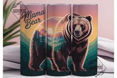 Mama Bear Mountain 20oz Tumbler Wrap Sublimation sassyprint 
