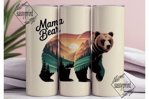 Mama Bear Mountain 20oz Tumbler Wrap Sublimation sassyprint 