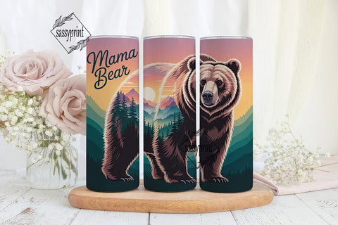 Mama Bear Mountain 20oz Tumbler Wrap Sublimation sassyprint 