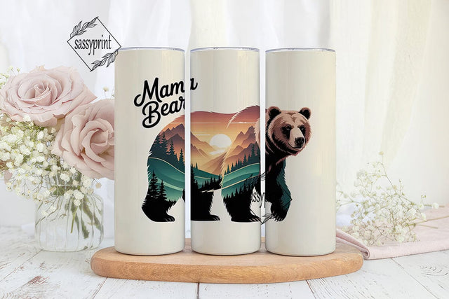 Mama Bear Mountain 20oz Tumbler Wrap Sublimation sassyprint 