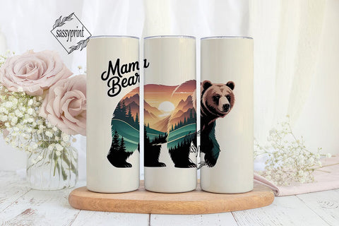 Mama Bear Mountain 20oz Tumbler Wrap Sublimation sassyprint 