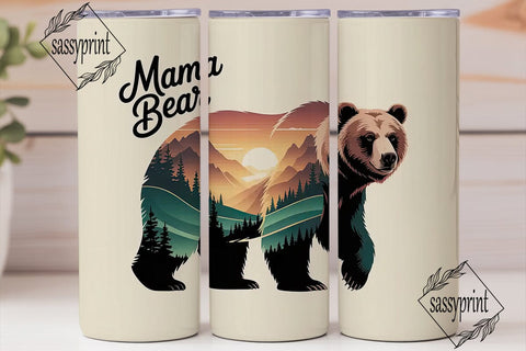 Mama Bear Mountain 20oz Tumbler Wrap Sublimation sassyprint 