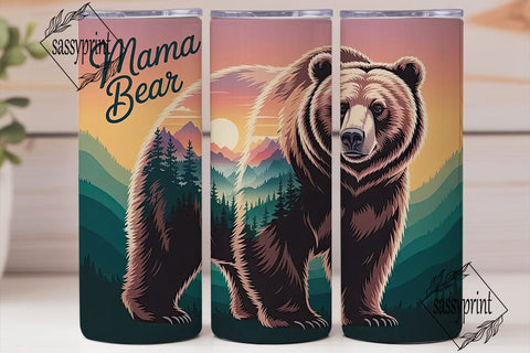 Mama Bear Mountain 20oz Tumbler Wrap Sublimation sassyprint 