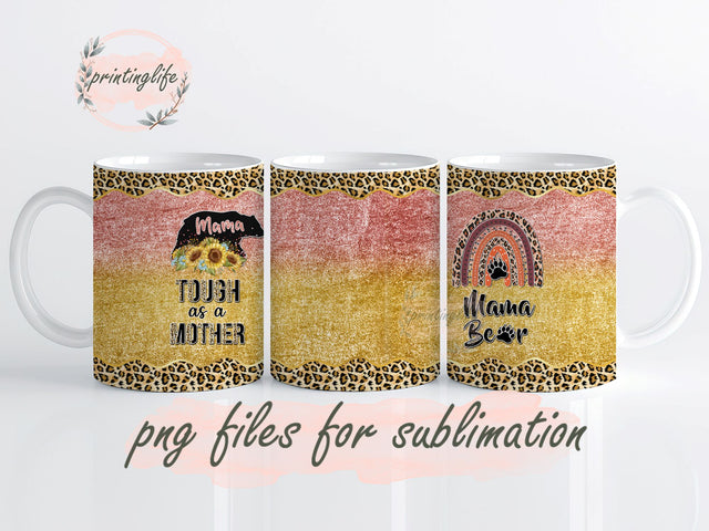 Mama Bear Mug Present Mothers Day Birthday Christmas for Mother Mom from Daughter Son 11oz Sublimation PrintingLife 