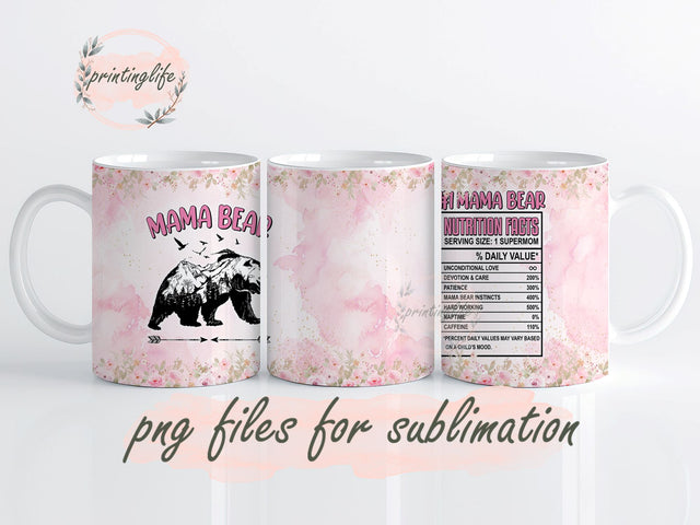 Mama Bear Mug Wrap Design, Instant Digital Design Download Mug Wrap Design, Mug Design PNG Sublimation PrintingLife 