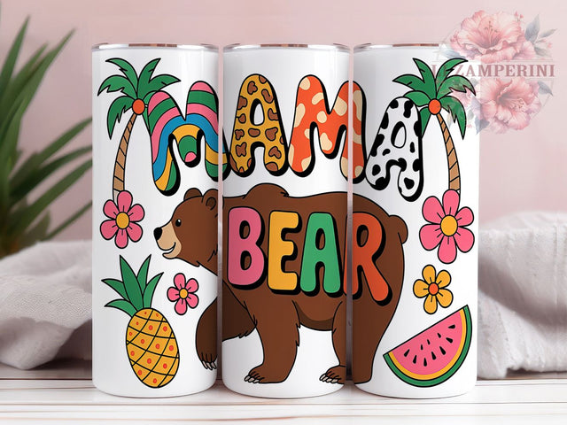 Mama Bear Summer Family Tumbler Wrap, Summer Mom Tumbler Wrap, 20oz Skinny Tumbler Design, Bear Tumbler Sublimation, Summer Mama Tumbler PNG, Cute Mama Bear Wrap Sublimation Li Zamperini 