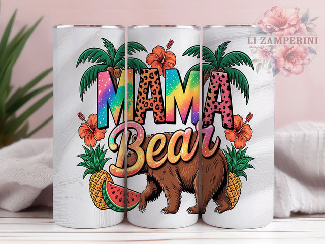 Mama Bear Summer Family Tumbler Wrap, Summer Mom Tumbler Wrap, 20oz Skinny Tumbler Design, Bear Tumbler Sublimation, Summer Mama Tumbler PNG, Cute Mama Bear Wrap Sublimation Li Zamperini 