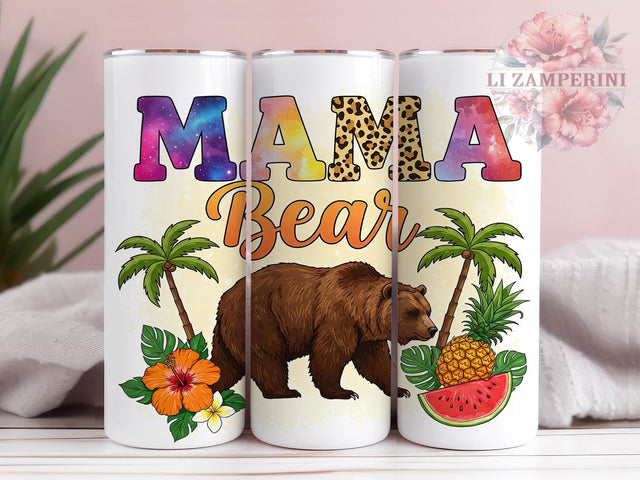 Mama Bear Summer Family Tumbler Wrap, Summer Mom Tumbler Wrap, 20oz Skinny Tumbler Design, Bear Tumbler Sublimation, Summer Mama Tumbler PNG, Cute Mama Bear Wrap Sublimation Li Zamperini 