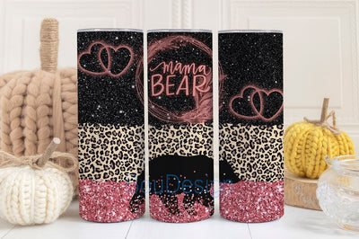 Mama Bear Tumbler Design, Tumbler Wrap PNG, 20 oz Skinny Tumbler Design, Tapered and Straight, Instant Digital Download PNG, Mom Tumbler PNG Sublimation BouDesign 